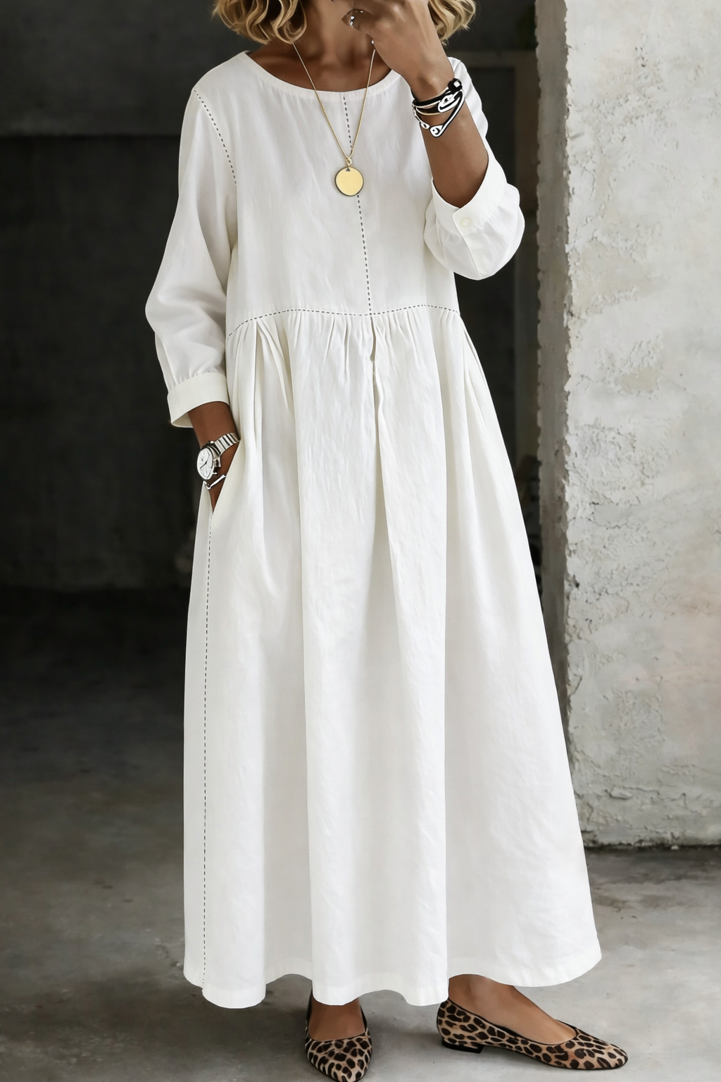 Trina | Women’s Denim Maxi Dress with Long Sleeves