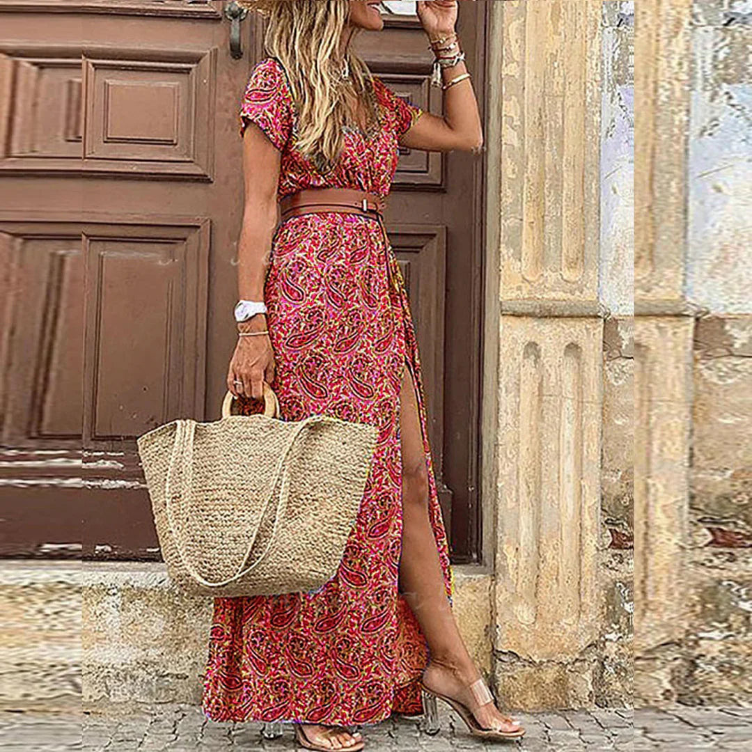 Valerie | Belted Boho Maxi Dress