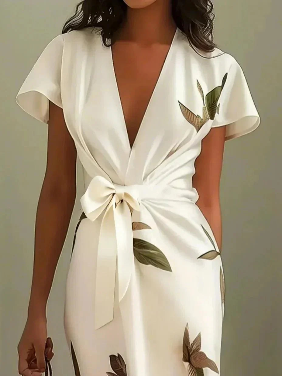 Virelisse | Women's Botanical Print Wrap Midi Dress