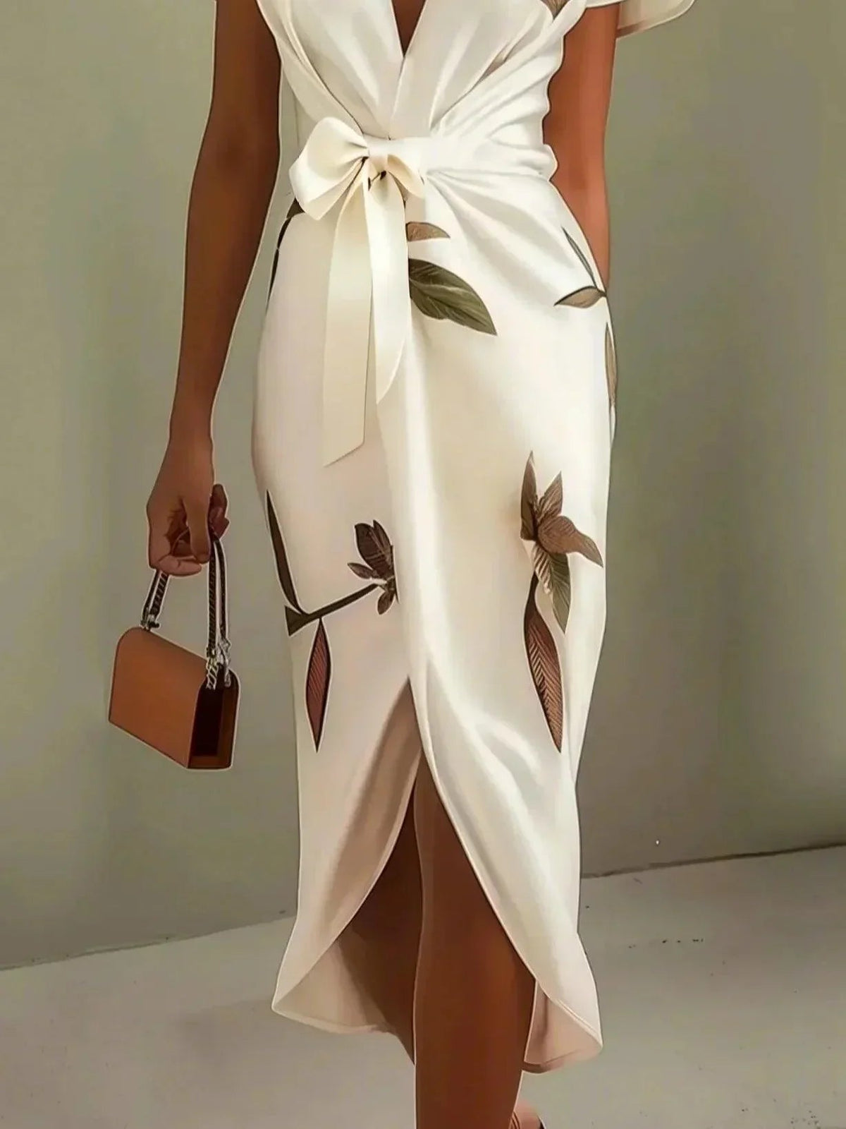 Virelisse | Women's Botanical Print Wrap Midi Dress