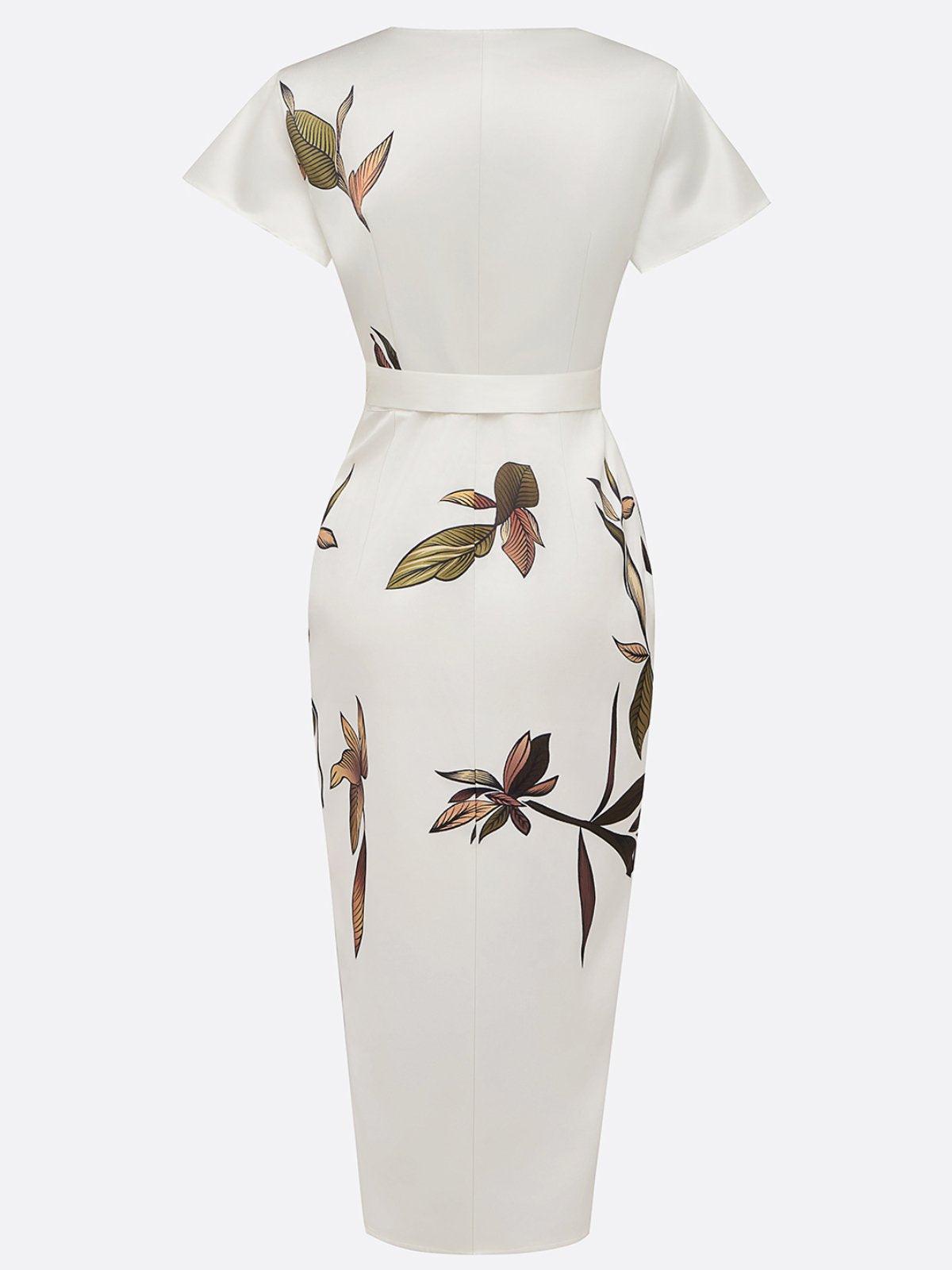 Virelisse | Women's Botanical Print Wrap Midi Dress