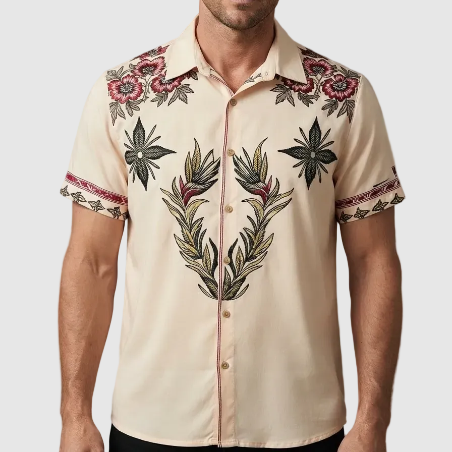 Warren | Men’s Western Floral Print Short-Sleeve Button-Up Shirt