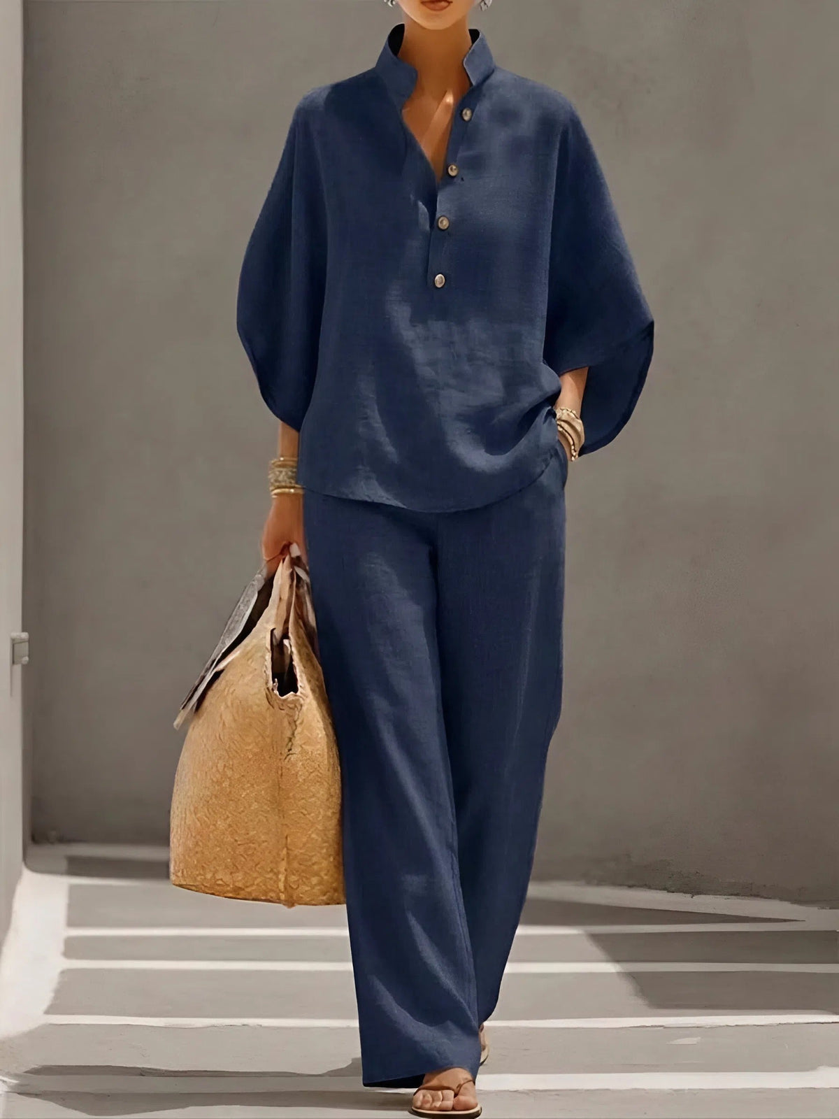 Whitney | Women's Two-Piece Wide-Sleeve Top and Wide-Leg Pants Set