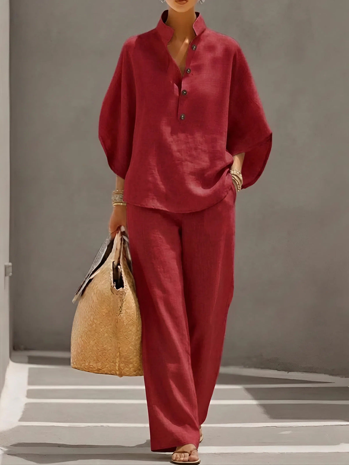 Whitney | Women's Two-Piece Wide-Sleeve Top and Wide-Leg Pants Set