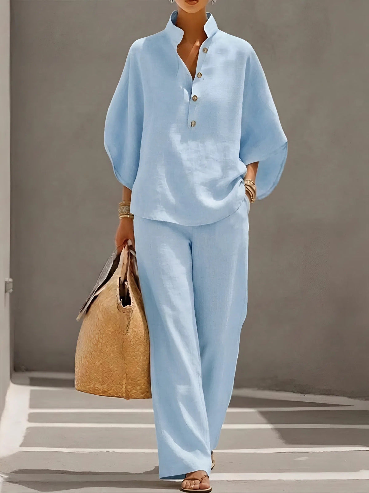 Whitney | Women's Two-Piece Wide-Sleeve Top and Wide-Leg Pants Set