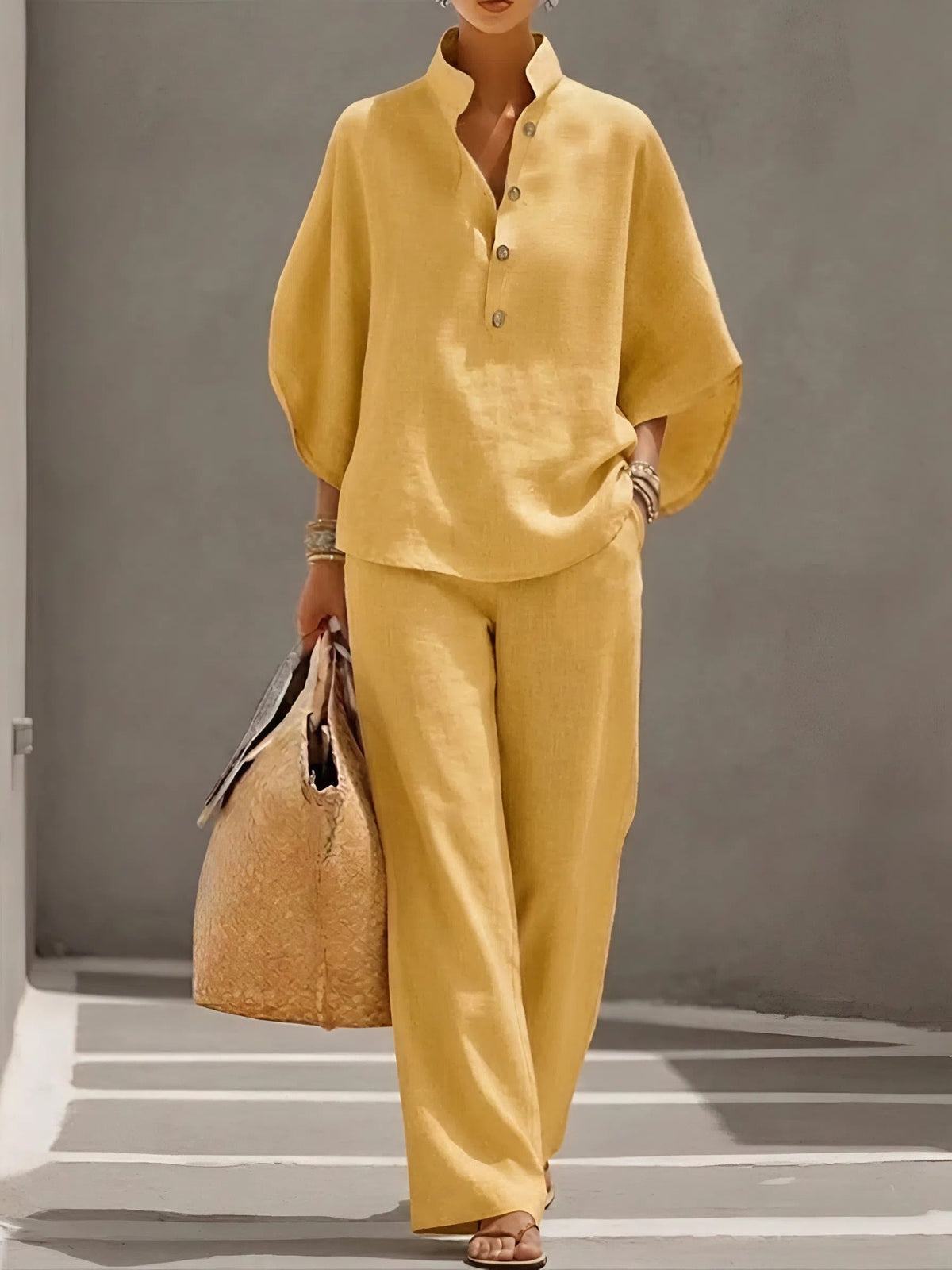 Whitney | Women's Two-Piece Wide-Sleeve Top and Wide-Leg Pants Set