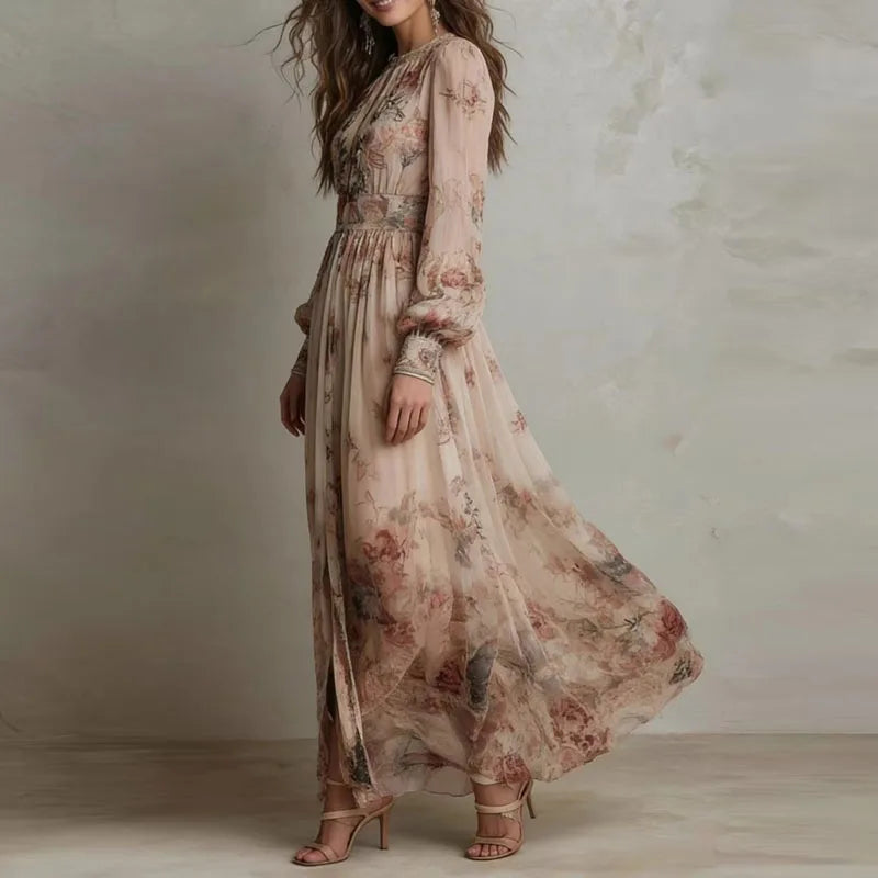 Winona | Women’s Vintage Floral Maxi Dress with Long Sleeves
