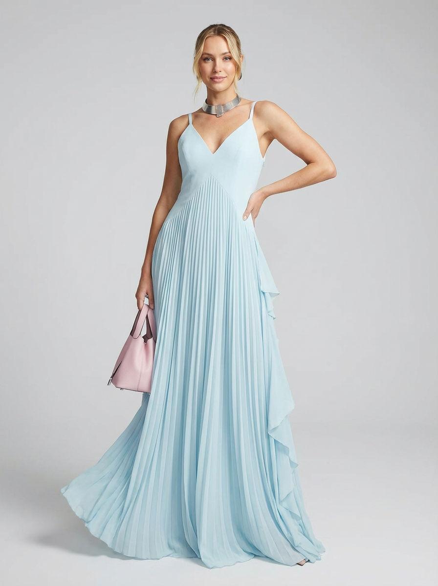 Women's Maxi Dress V-Neck Pleated | Evening