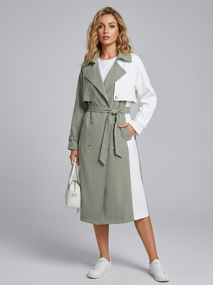 Women's Trench Coat Colour Block | Long