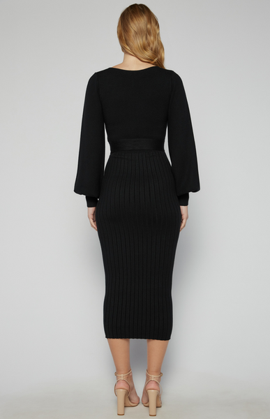 Contrast Knit Midi Dress