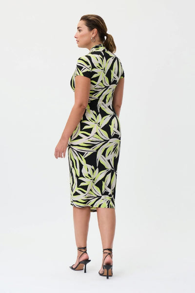 Leaf Print Wrap Dress