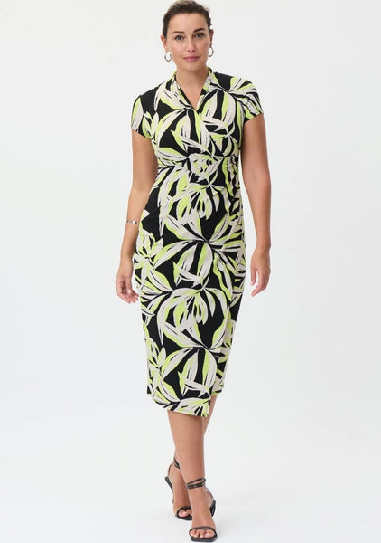 Leaf Print Wrap Dress